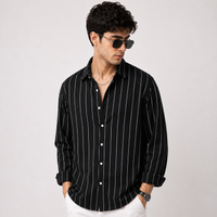 Black Striped Boxy Fit Crop shirt Detail